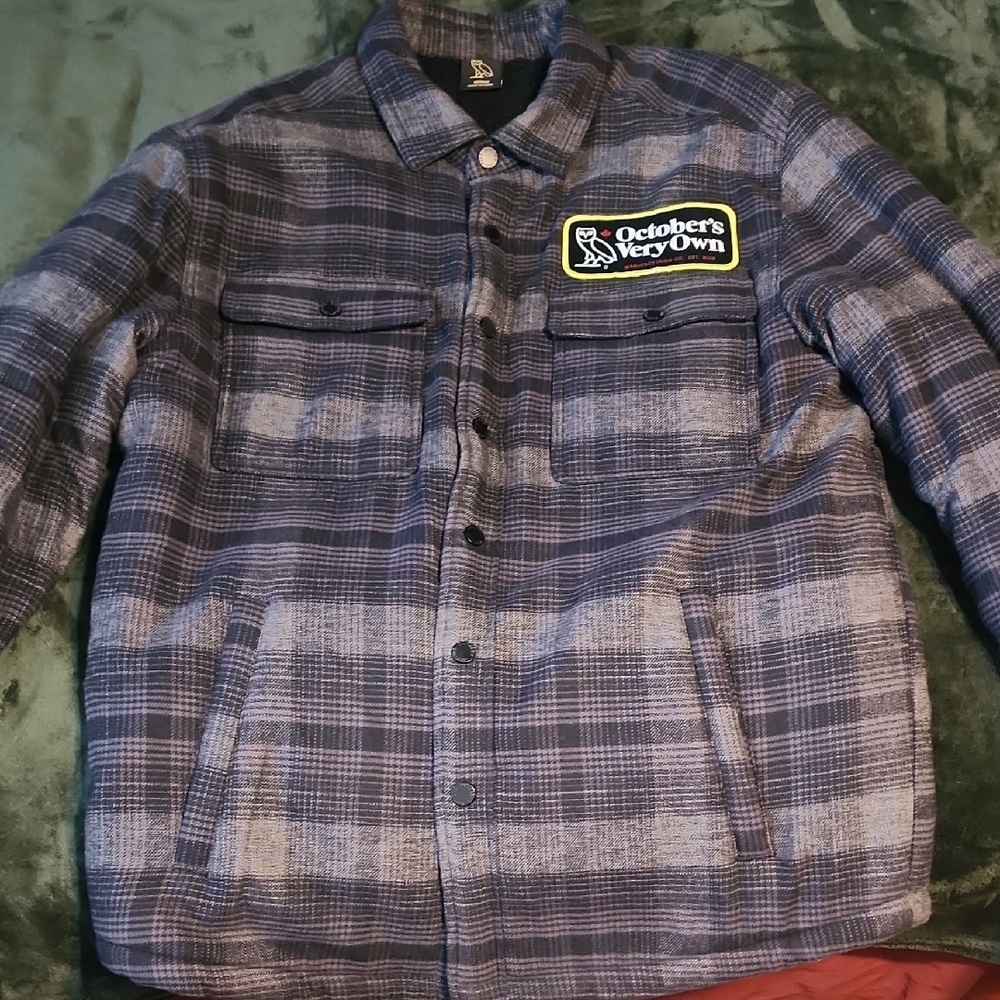 OVO Black and Gray Plaid Shirt Jacket